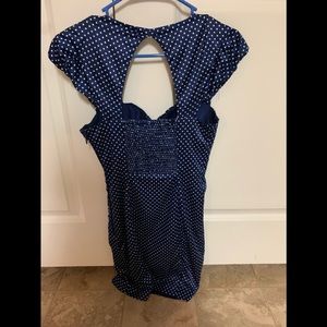 Guess mini cocktail dress navy blue and white,